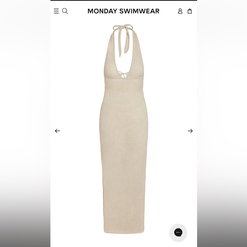 MONDAY SWIMWEAR - CATANIA DRESS - CHAMPAGNE LUREX LACE CROCHET MAXI DRESS - L